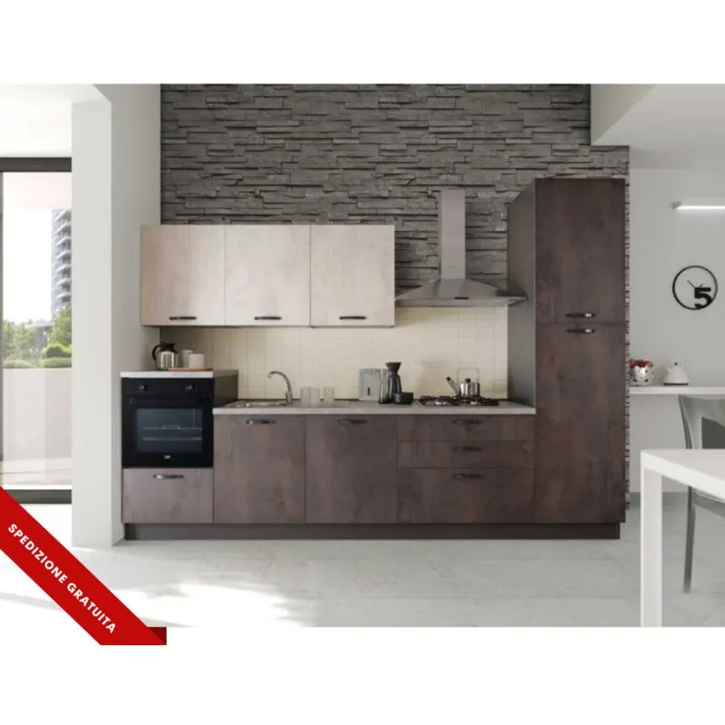 Cucina a composizione fissa lineare, con Elettrodomestici L. 330x228 Australia