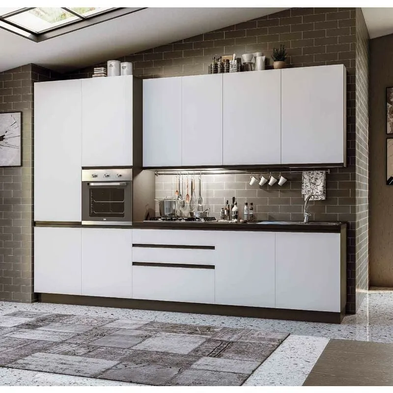 Stilprojectstore-casa E Ufficio - Cucina a composizione fissa lineare, bianco opaco con elettrodomestici l. 330x240 - Gio