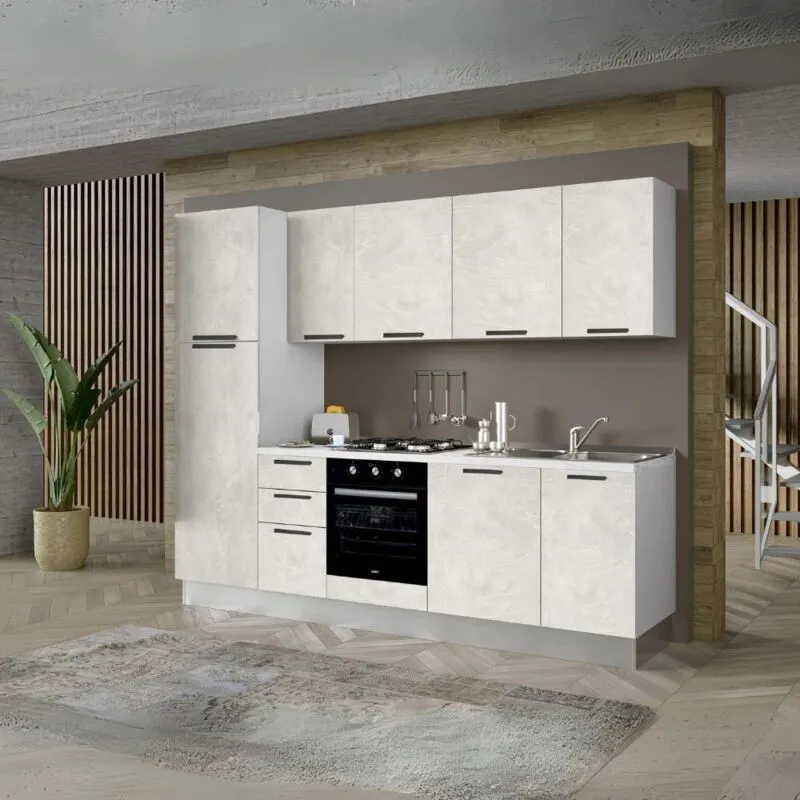 Veriaffari.it - Cucina completa con lavastoviglie 270x217H Folk bianco spatolato