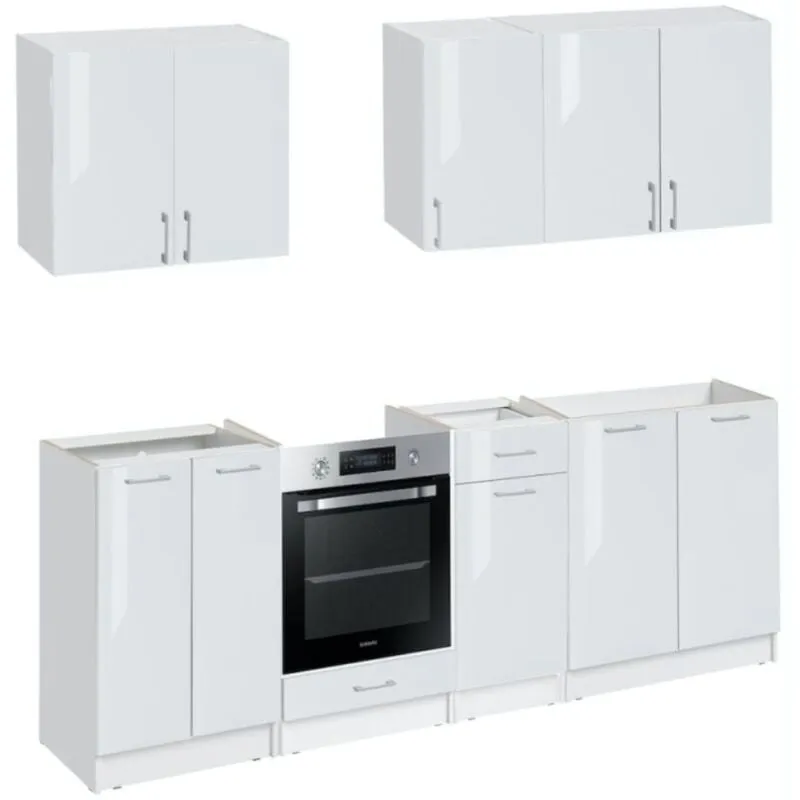 Cucina completa eco Bianco Brillante da 240 cm