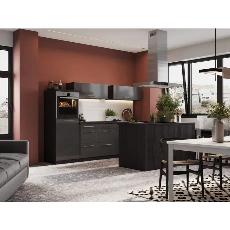 Cucina Cucinino Cucina ad Isola Rovere Grigio Amanda 280 cm Respecta Premium