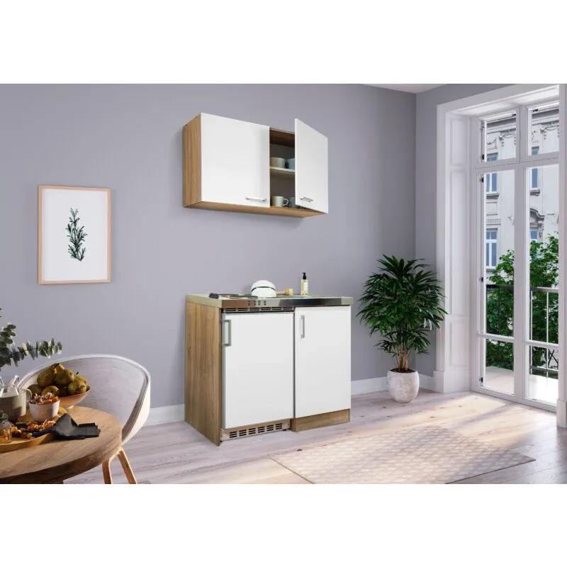 Cucina mini cucina cucina singola angolo cottura dispensa rovere bianco Levin 100 cm Respecta