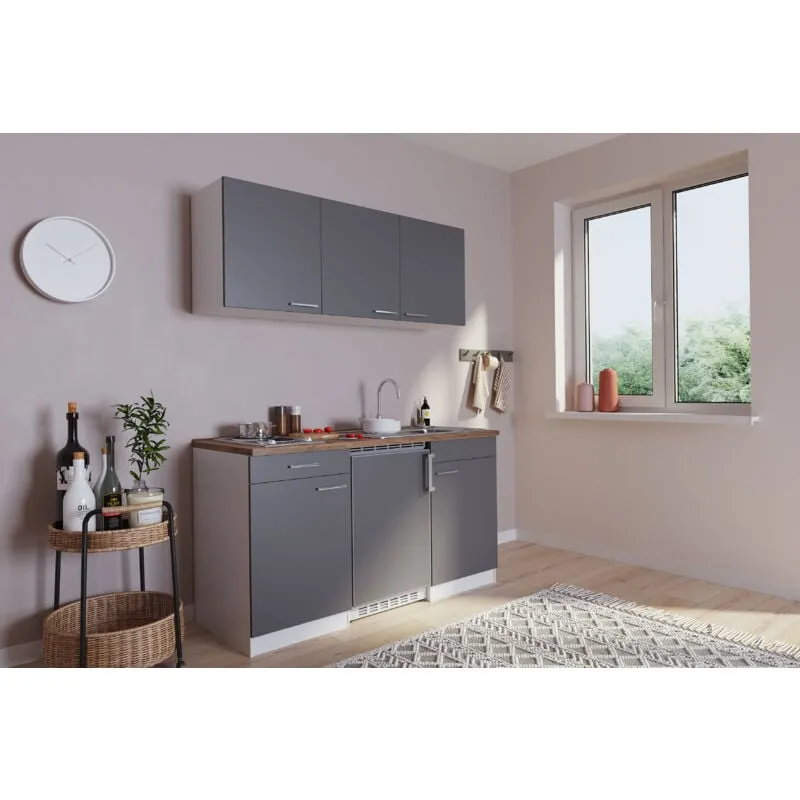 Cucina Minicucina Cucina singola Cucinino Bianco Grigio Luis 150 cm Respecta