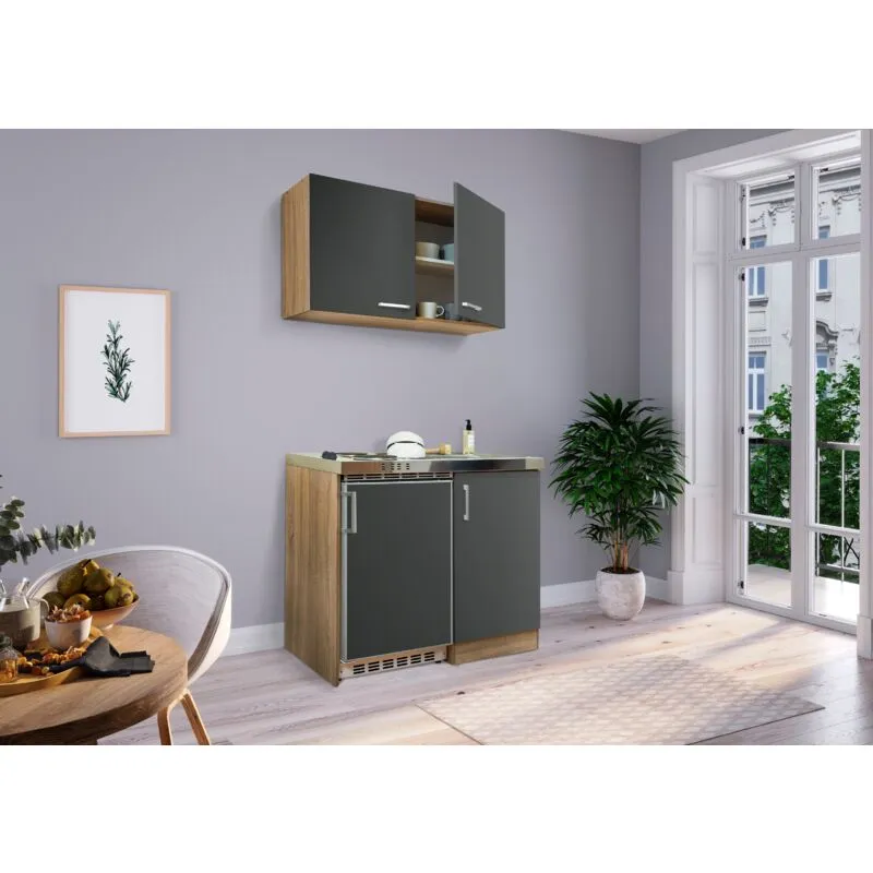 Cucina Minicucina Cucina singola Cucinino Dispensa Rovere Grigio Levin 100 cm Respecta