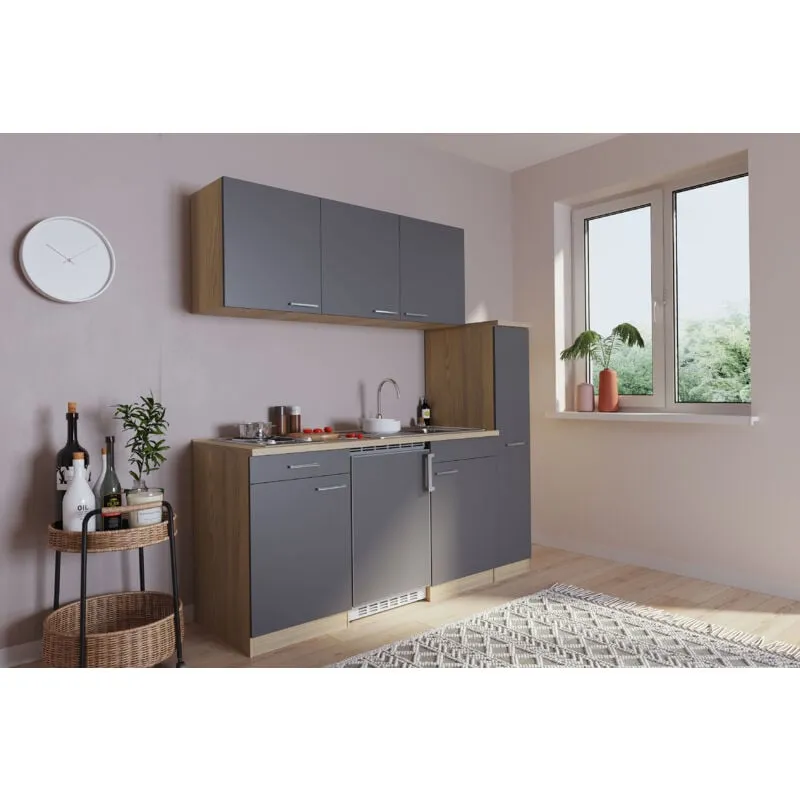 Cucina Minicucina Cucina singola Modulo cucina Rovere grigio Luis 180 cm Respecta