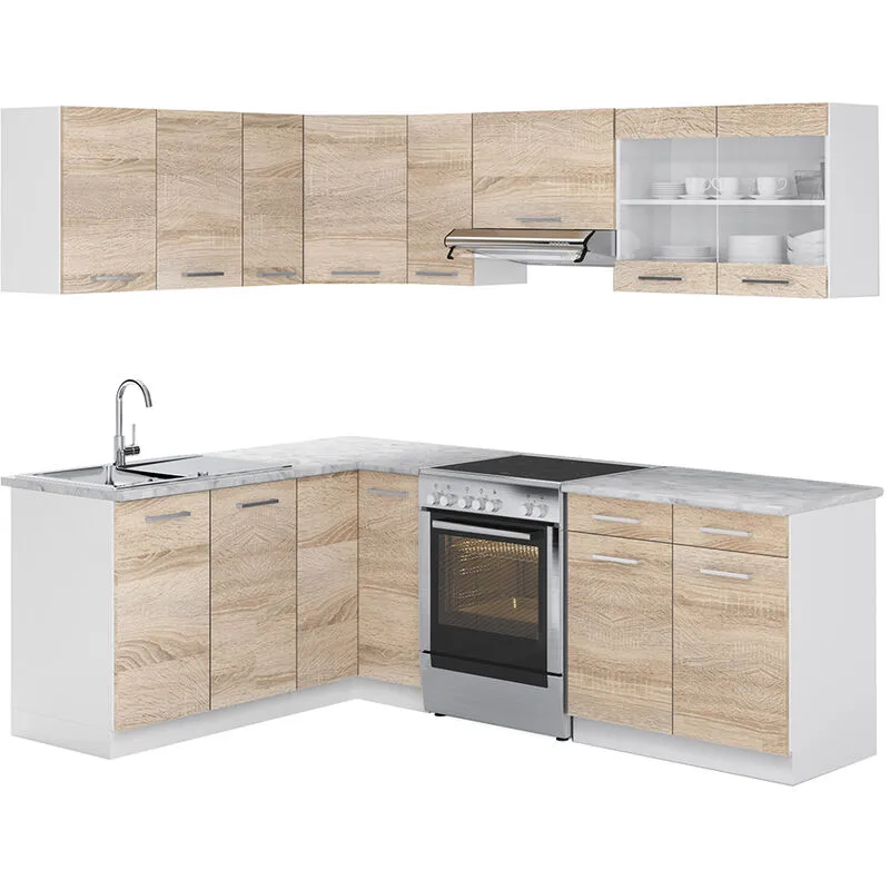  - Cucina angolare completa Rick, Sonoma, 167 x 60 cm , pl Marmo