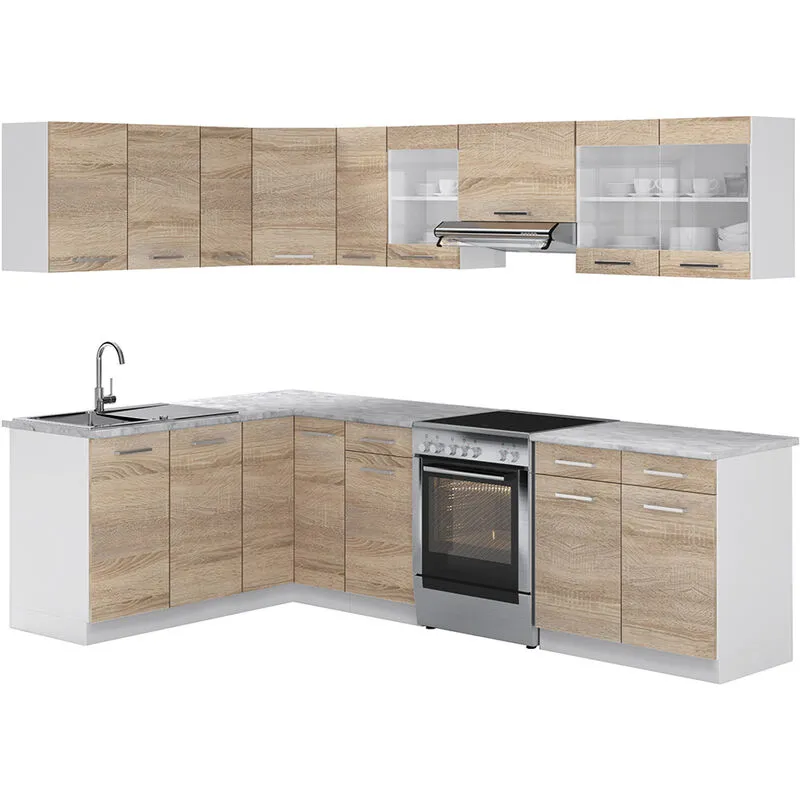  - Cucina angolare completa Rick, Sonoma, 167 x 60 cm , pl Marmo