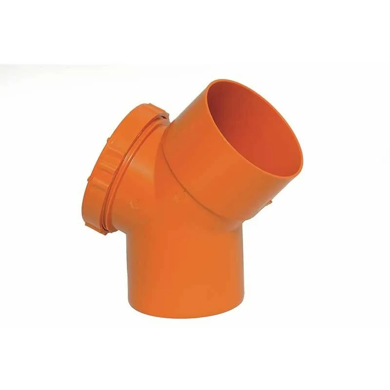 Dakiviva - Curva 45° con tappo per ispezione in pvc : Diametro - 125 (con tappo Ø100)