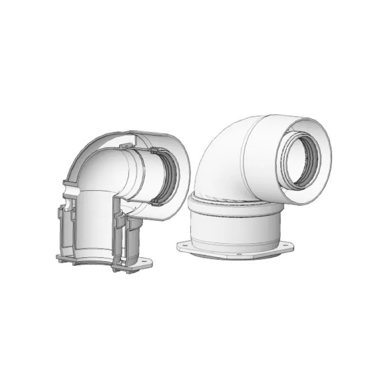 Curva coassiale 90° di partenza con ispezione bianca per caldaia a condensazione ø60/100 