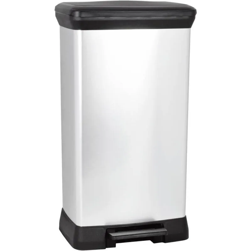 Deco bin metalics 240643 Bidone della spazzatura 50 l (l x a x p) 390 x 720 x 290 mm Argento, Nero 1 pz. - Curver