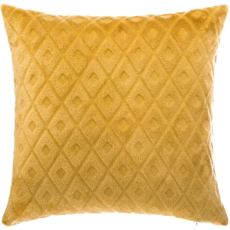 Homemaison - Cuscino diamante in flanella giallo senape 40x40cm - Atmosphera créateur d'intérieur