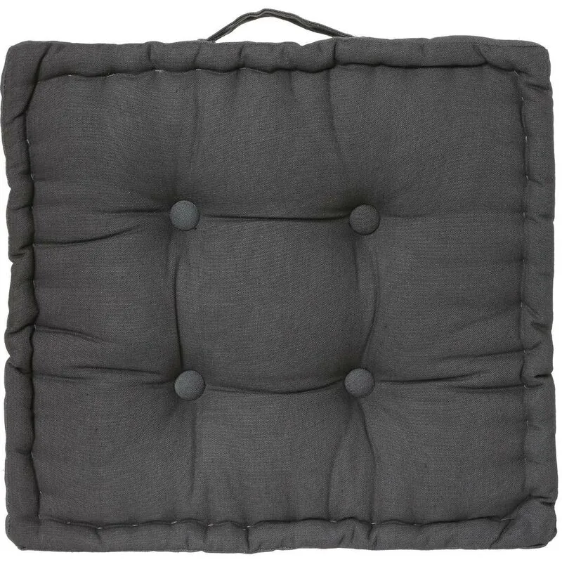 Atmosphera - Cuscino da pavimento grigio ardesia 40x40cm - cuscino quadrato, grigio scuro, tessuto di cotone, rivestimento in poliestere, disponibile