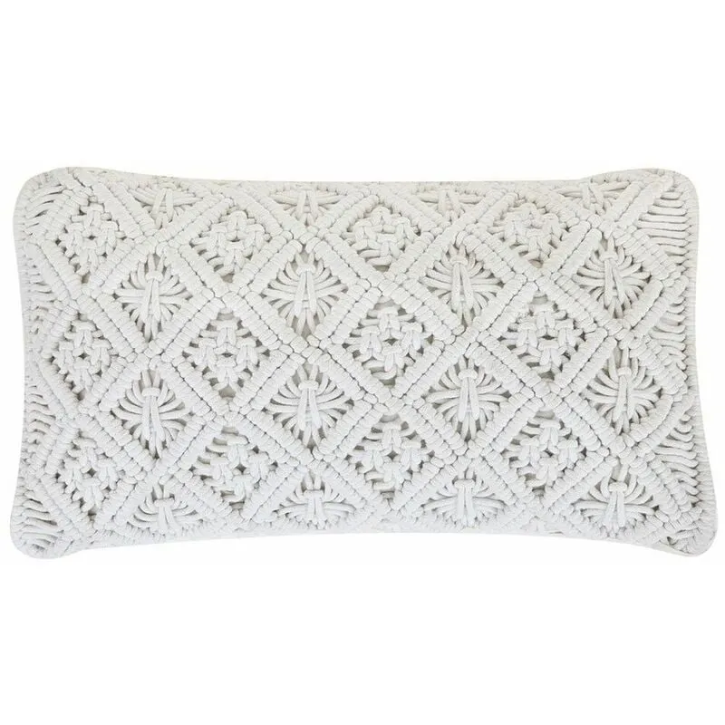 Cuscino Decorativo in Cotone Macramè 30 x 50 cm Bianco Alatepe