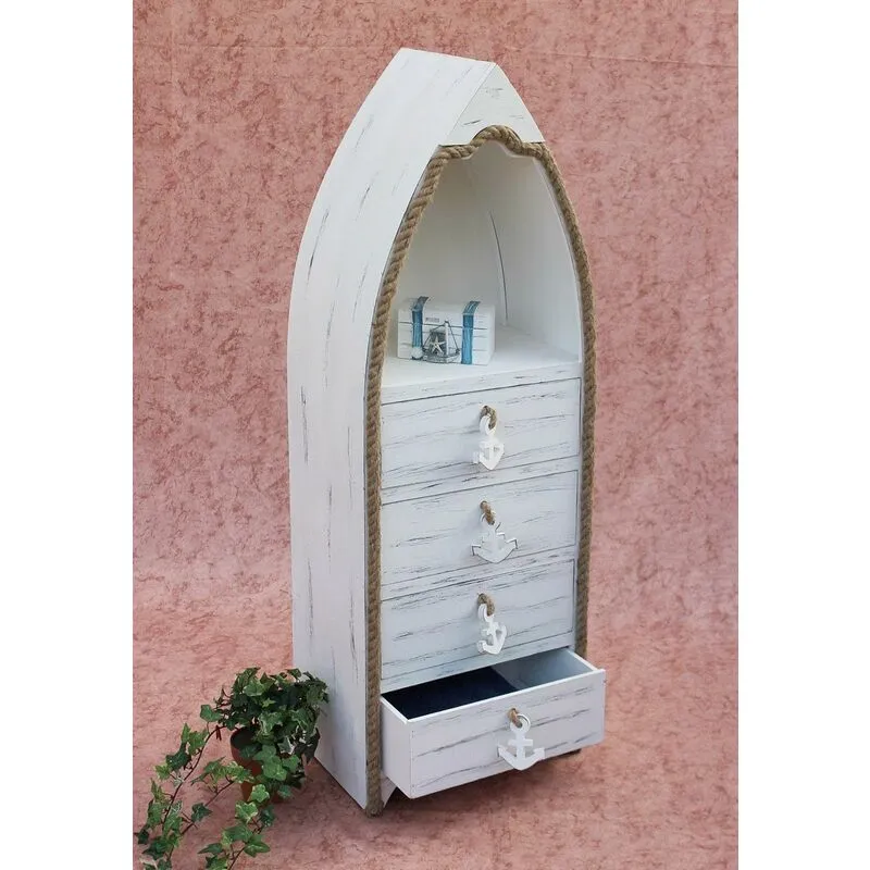 Cassettiera 412-WH 117 cm Scaffale da bagno Bianco Armadio Shabby Armadio da bagno Mobili da bagno Scaffale