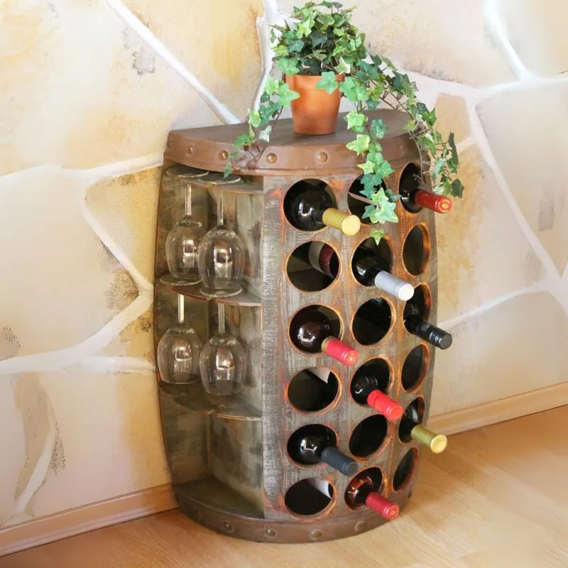 Dandibo - Scaffale-Vini Botte Vino 1468 Tavolinetto Armadio Botte in Legno 65cm BER-Vino Bar
