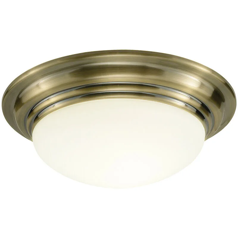 Dar Lighting - dar barclay - Plafoniera rotonda a filo piccola ciotola IP44 Ottone antico