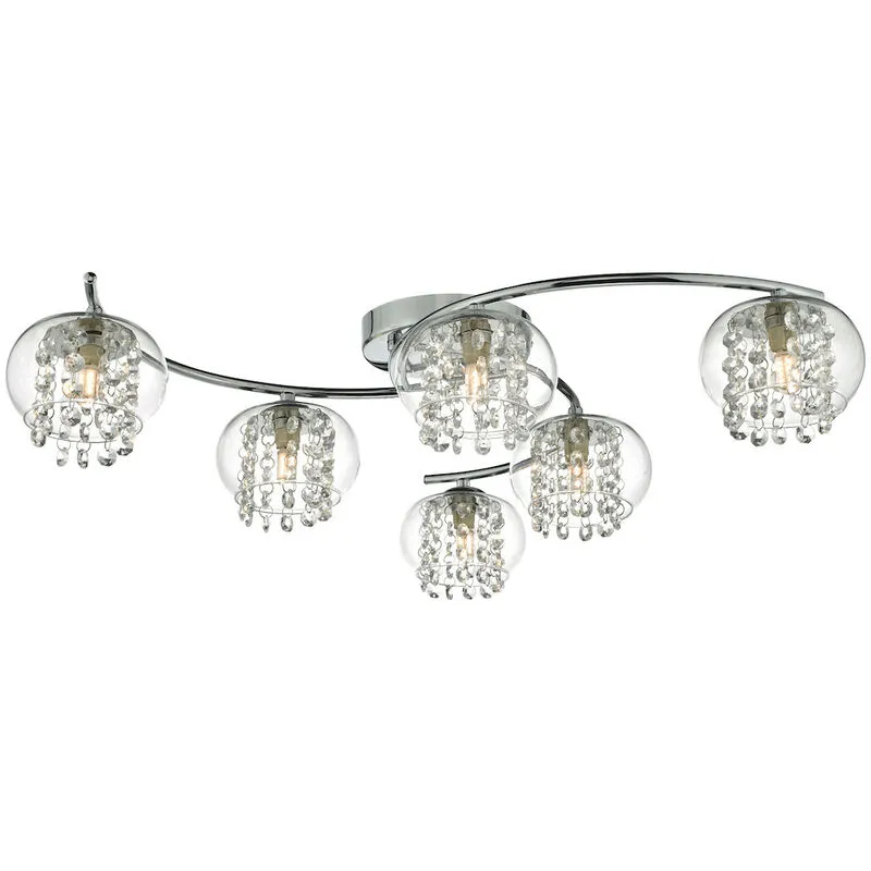 Dar Lighting - dar elma - Lampada da soffitto semi-filo Cromo lucido e cristallo, 6x G9