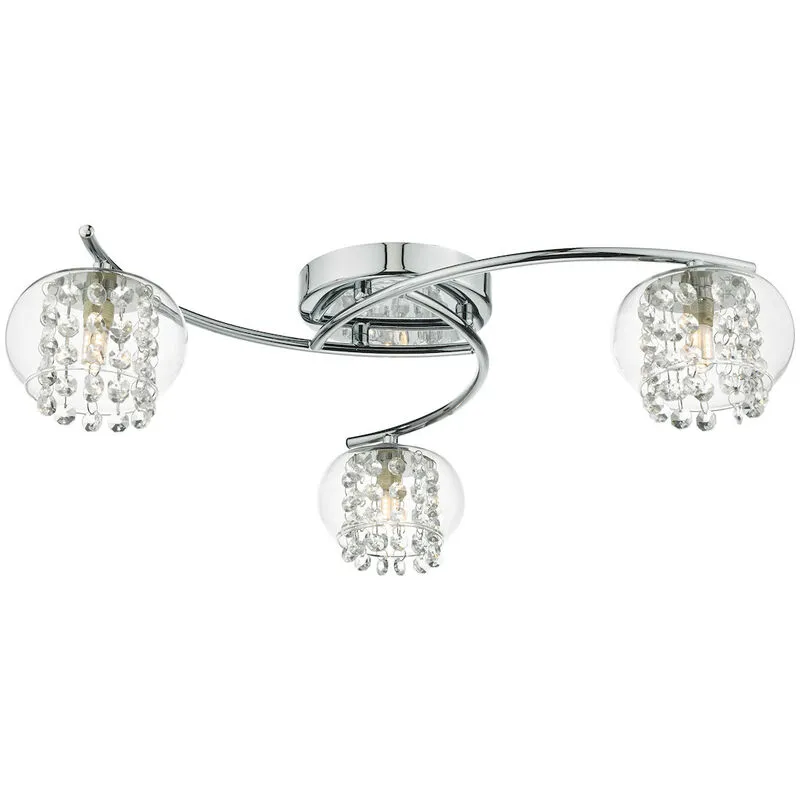 Dar Lighting - dar elma - Lampada da soffitto semi-filo Cromo lucido e vetro, 3x G9