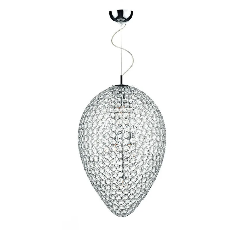 Dar Lighting - dar frost - Lampada a sospensione in cromo lucido e cristallo sfaccettato trasparente, 5x E14