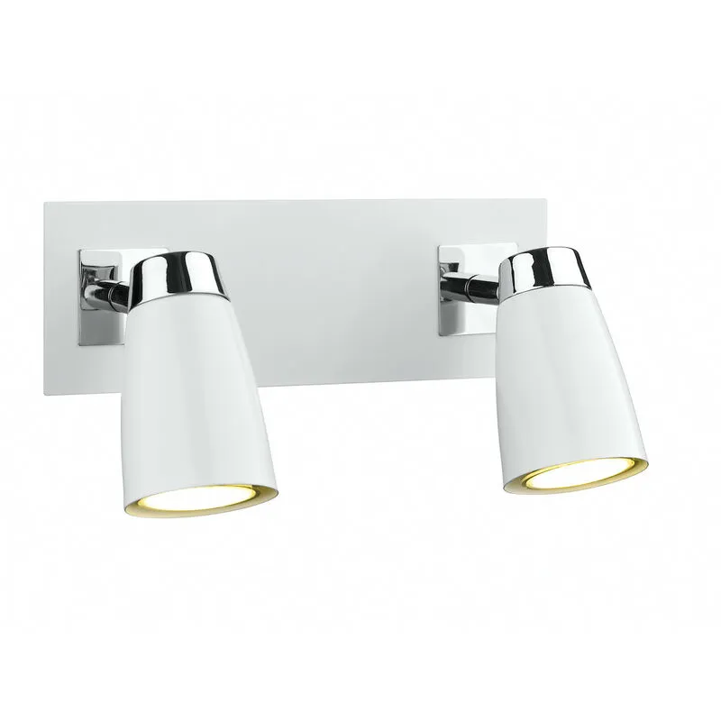 Dar loft - Doppia lampada spot a basso consumo energetico Cromo lucido e bianco opaco, 2x GU10