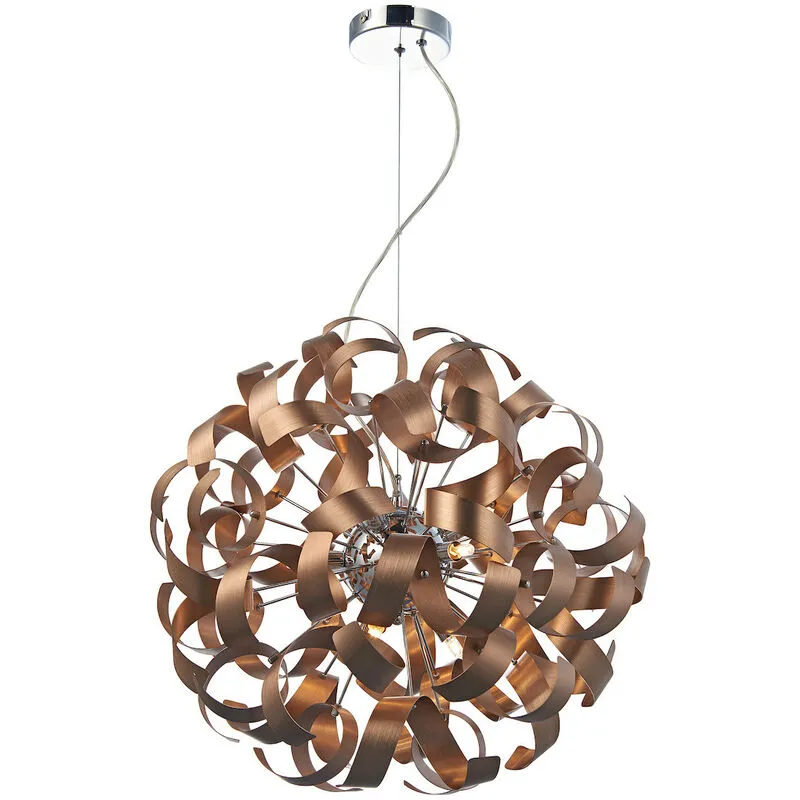 Dar Lighting - dar rawley - Lampada a sospensione a nastro sferico Rame spazzolato, 9x G9