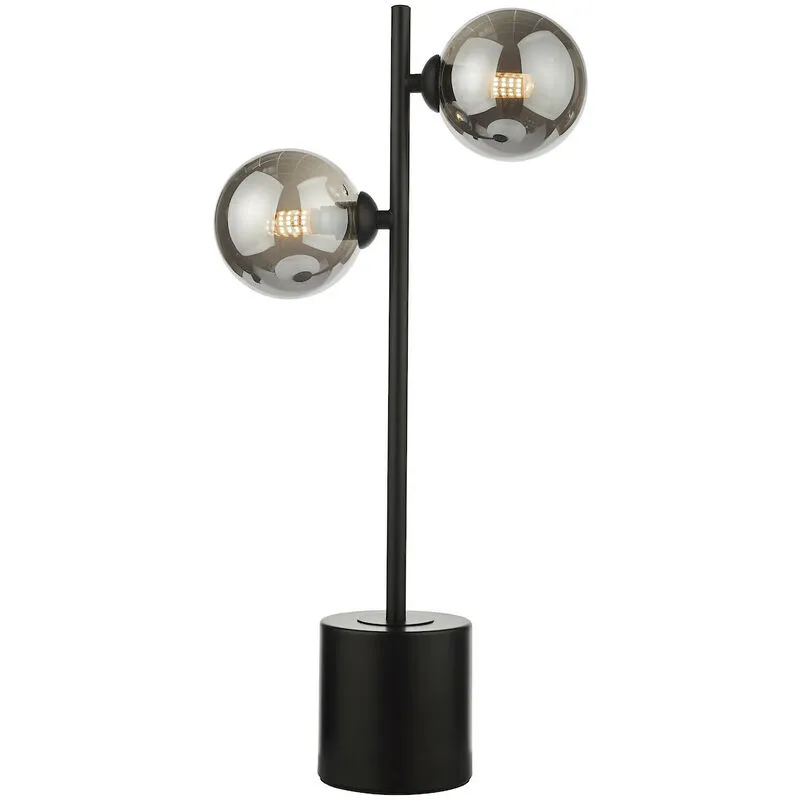 Dar Lighting - Dar Spiral Lampada da Tavolo a 2 Luci Vetro Fumé Nero Opaco