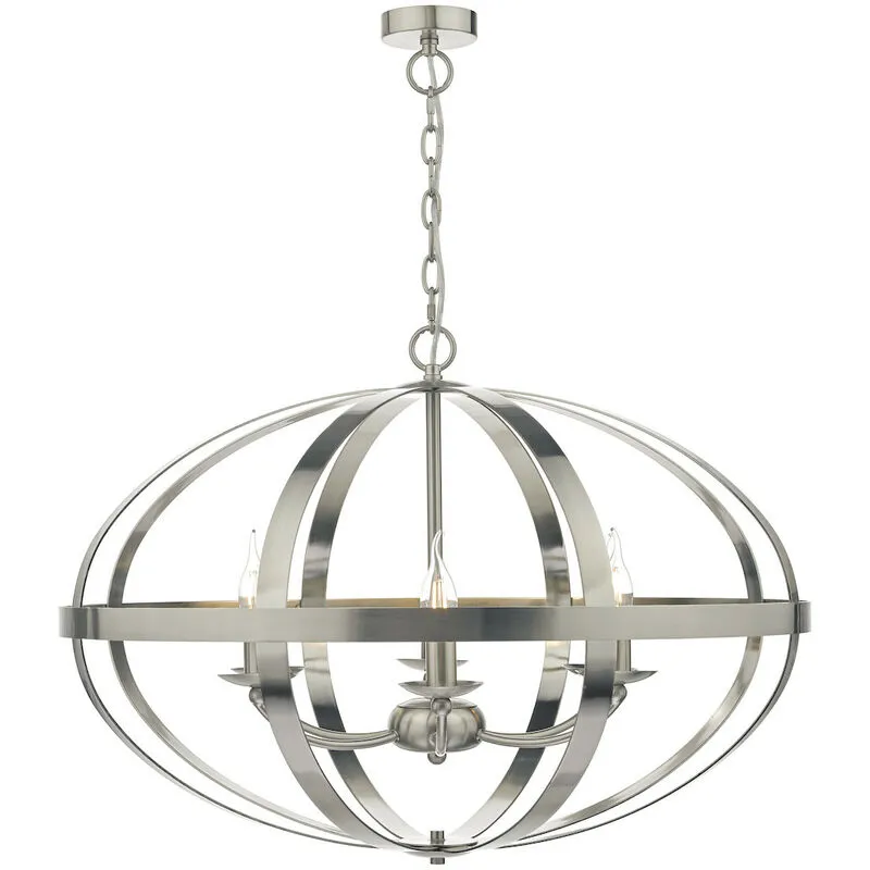 Dar Lighting - dar symbol - Lampada a sospensione a gabbia Cromo satinato, 6x E14