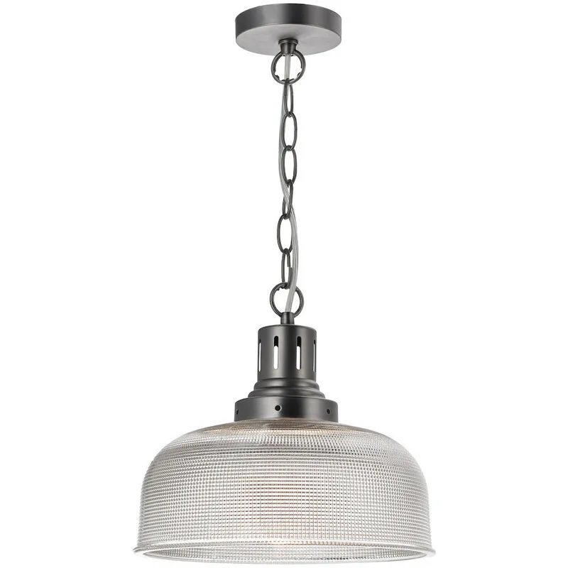 Dar tack - Cupola Lampada a sospensione Cromo antico Vetro strutturato, 1x E27