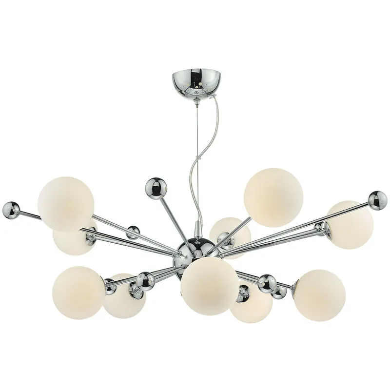 Dar Lighting - dar ursa - Lampada a sospensione Cromo lucido e vetro opalino, 10x G9