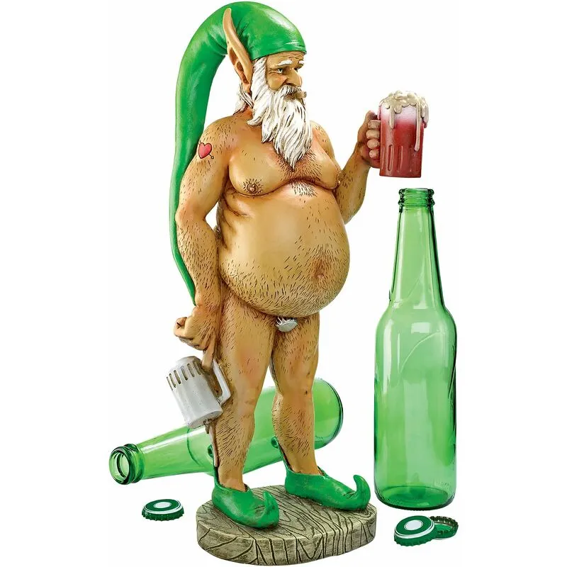 Design Toscano Garden GNOME Statue - Oktoberfest Otto Completamente Krausened Elf GNOME - Gnomi Spregiudicatezza - Ubriaco GNOME