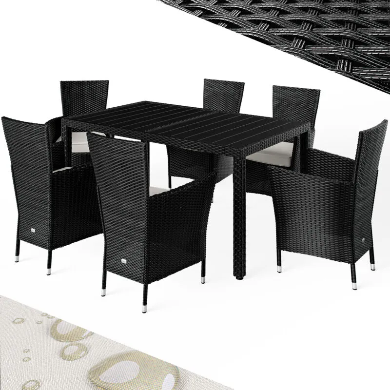  - Tavolo e sedie da giardino rattan wpc cuscini 8 sedie impilabili set mobili da esterno arredamento giardino arredo giardino tavolo e sedie