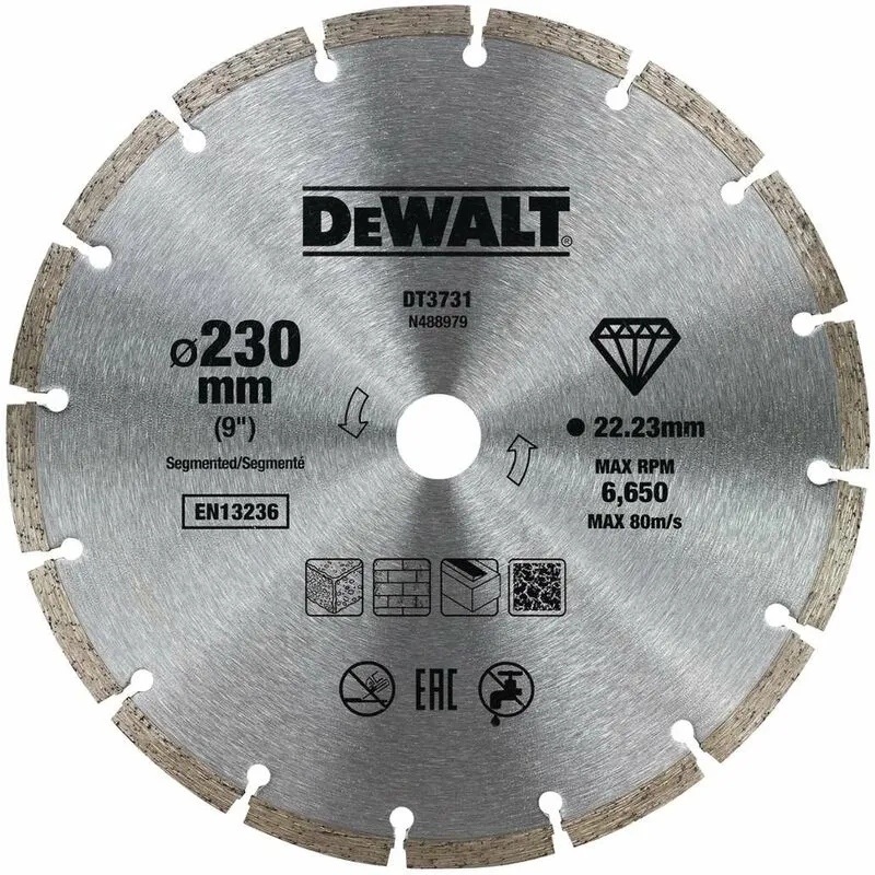  - Accessori - Disco diamantato per il taglio a secco di cemento e mattoni - 230 x 22,2 mm DT3731