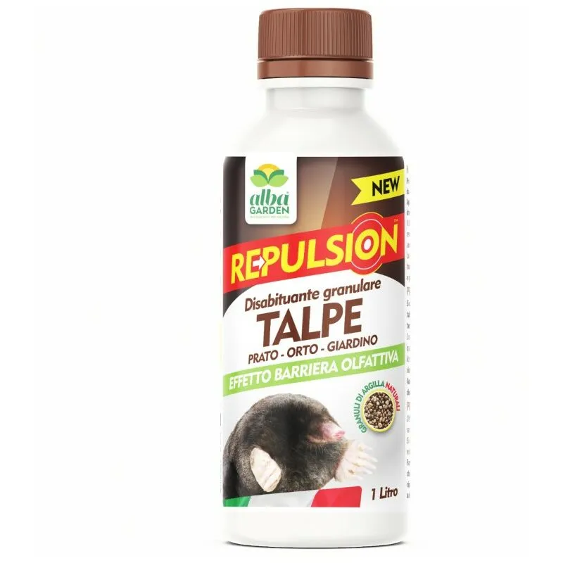 Albagarden - Disabituante Repellente Talpe Granulare Barriera Olfattiva Naturale per Allontanare Animali Selvatici Talpe Arvicole x 1 Lt