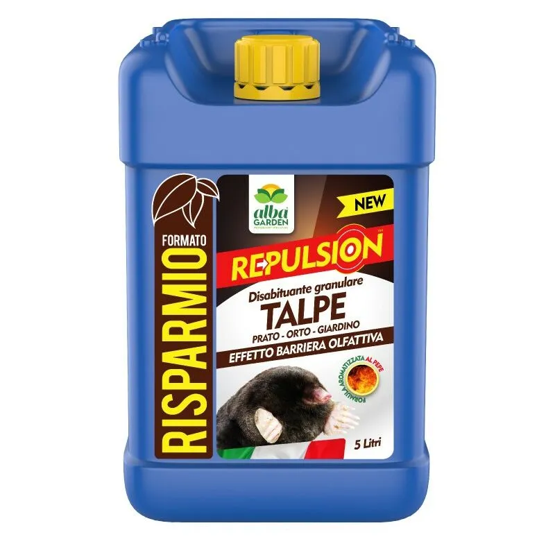 Disabituante Repellente Talpe Granulare Barriera Olfattiva Naturale per Allontanare Animali Selvatici Talpe Arvicole x 5 Lt