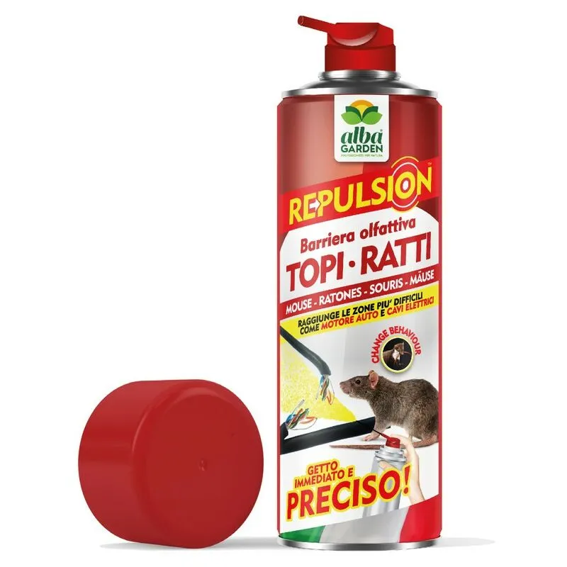 Disabituante Repellente Topi Ratti Spray Gas per Topi Effetto Immediato Dissuasore Ratti per Interno ed Esterno Spray x 600 ml