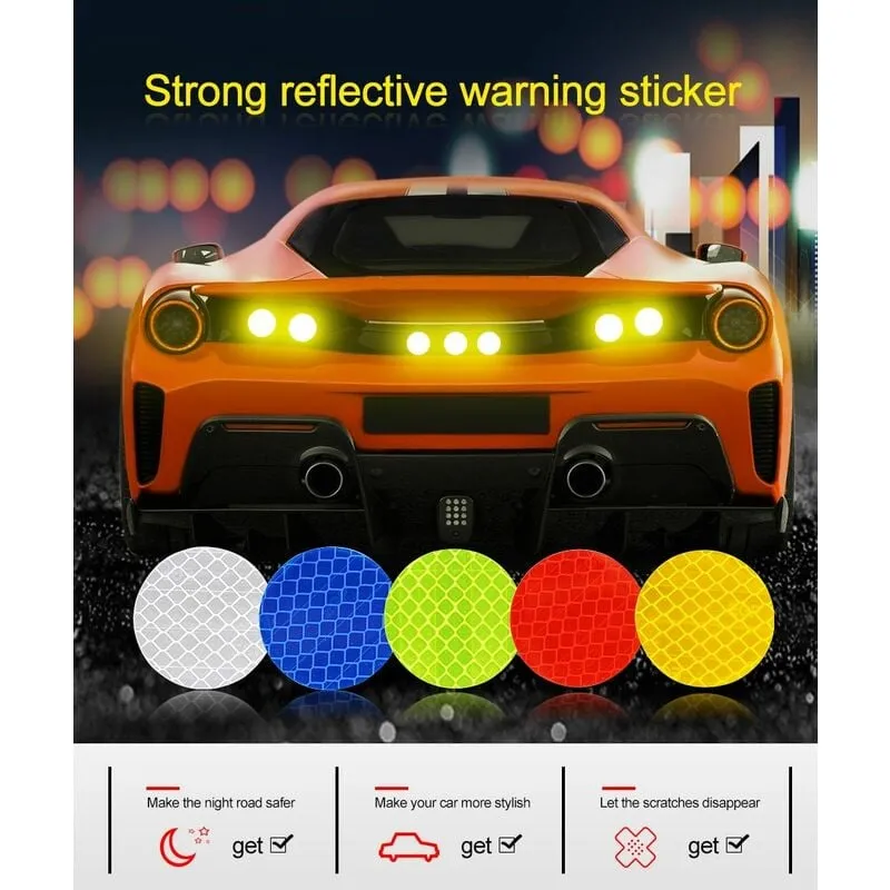 Stickerslab - Dischi adesivi rifrangenti riflettenti 10 pezzi avvertimento per moto bici scooter auto camion Colore - Rosso