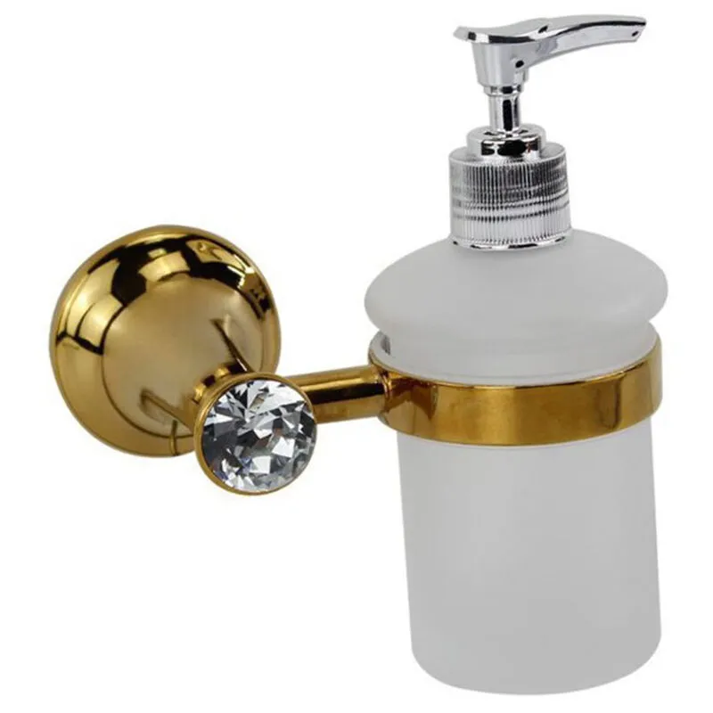 Dispenser per sapone liquido da Muro in acciaio vetro satinato porta sapone oro con punto luce cristallo in acrilico accessori bagno