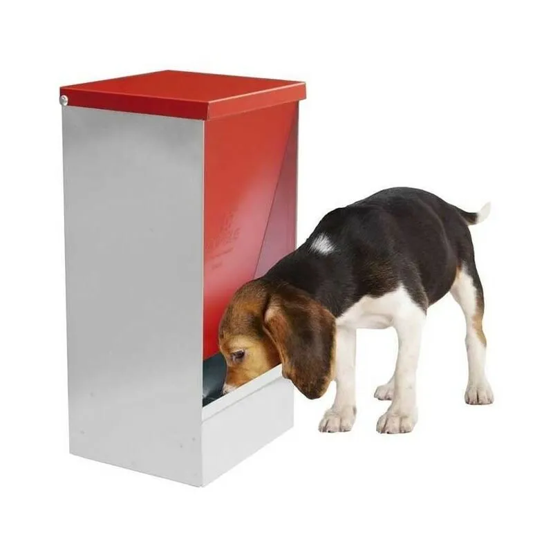 Distributore Cibo Cani 10 litri. Chiusura Manuale con Coperchio Ribaltabile, 24x20x846 cm