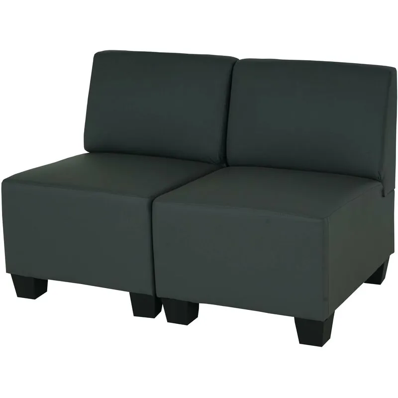 Mendler - Salotto modulare componibile lounge moderno Lione N71 ecopelle divano 2 posti senza braccioli grigio scuro - grey