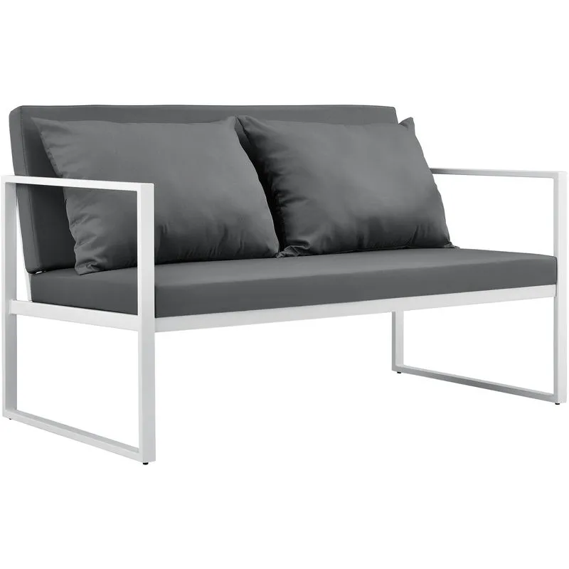 Casa.pro Divano da giardino - sofa esterno - 70 x 114 x 60 cm - Mobile da giardino imbottito - Grigio/Bianco