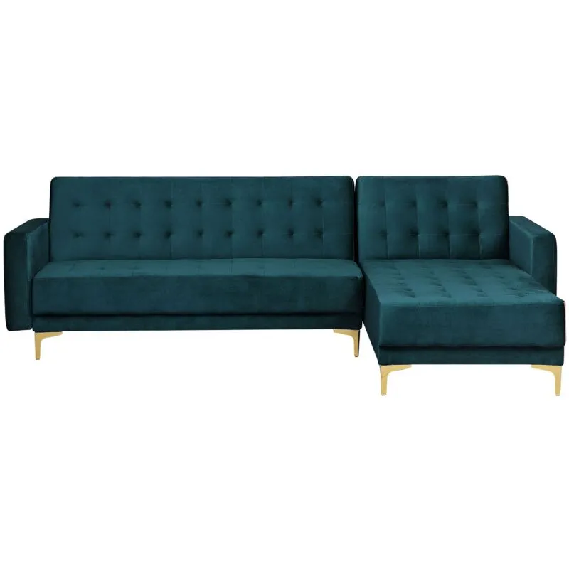 Divano Letto Modulare Reclinabile Versione Sinistra Velluto Verde Acqua Aberdeen