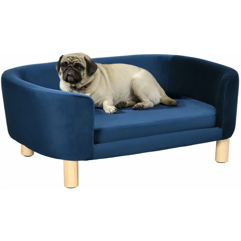 Divano per Cani e Gatti Imbottito 86x55x33 cm in Velluto Blu Navy