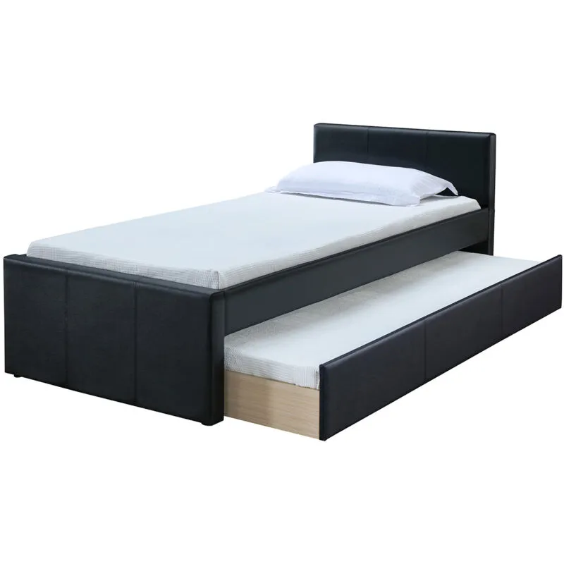 Letto estraibile 90 x 195 pu nero opaco macco