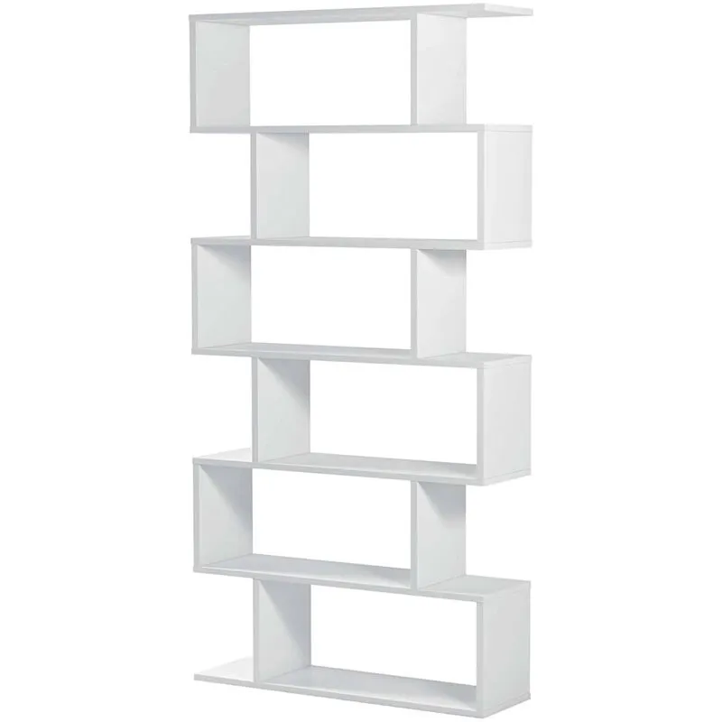 Dmora - Libreria Joliet, Mobile portalibri alta bifacciale, Scaffale divisorio con 5 ripiani, Scaffale da ufficio moderno, cm 80x25h192, Bianco