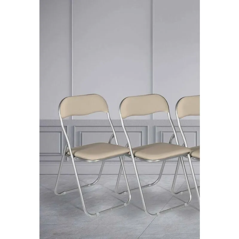 Set di due sedie pieghevoli, colore beige, Misure 43 x 47 x 78 cm, con imballo rinforzato - Dmora