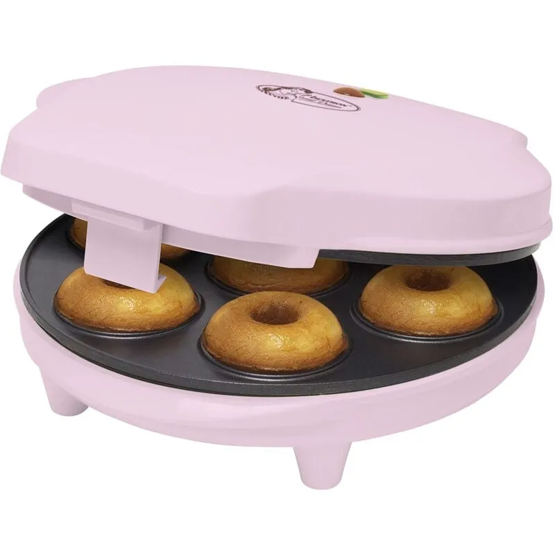  macchina per ciambelle elettrica, Donut Maker per 7 ciambelle piccole, incl. antiaderente & indicatoro luminso, 700 watt, colore: Rosa