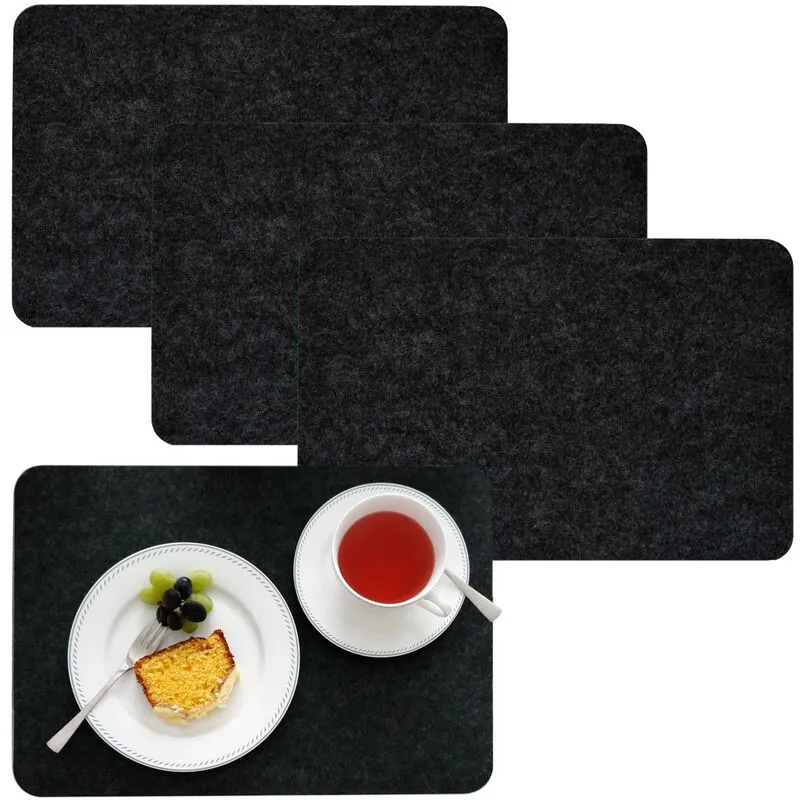 Set 4 Tovagliette Sottopiatti 43x30x0,5cm feltro sintetico Antracite - 