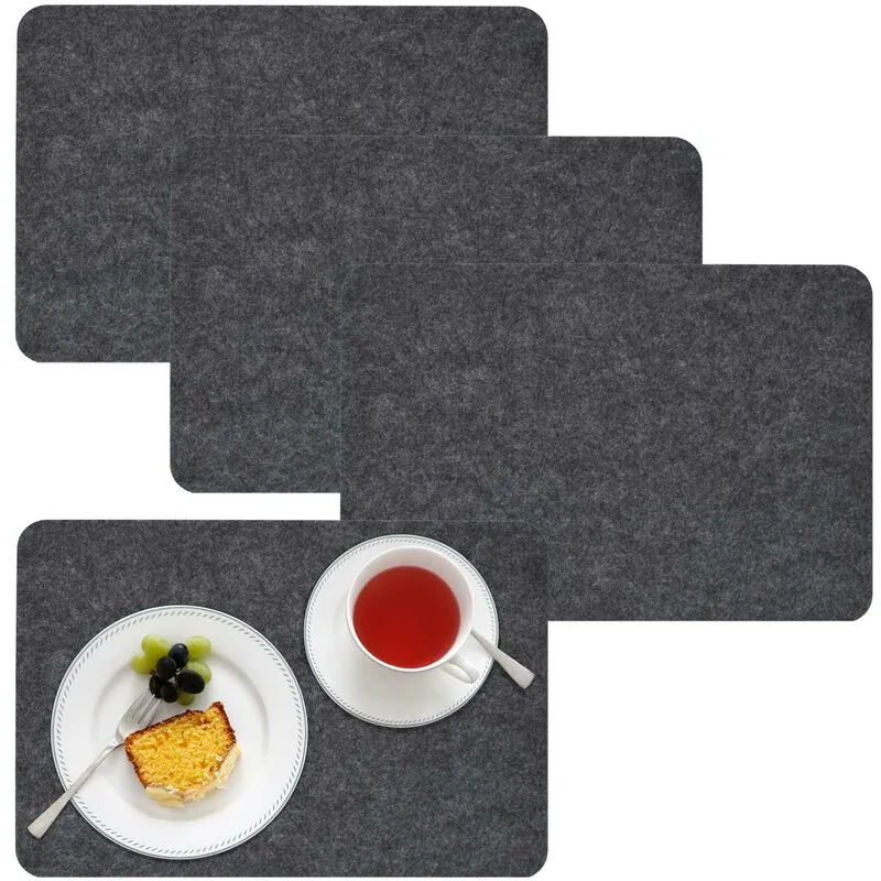 Set di 4 Tovagliette Sottopiatti 43x30x0,5cm feltro sintetico Grigio - grau