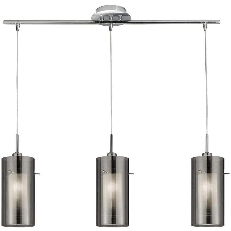 Lampadario Contemporaneo Duo 2 Acciaio Cromo Vetro 3 Luci E14