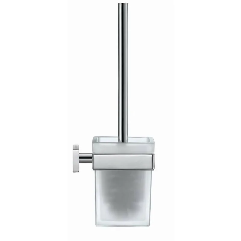 Karree - Scopino wc a parete con supporto, cromo/vetro opaco 0099571000 - Duravit